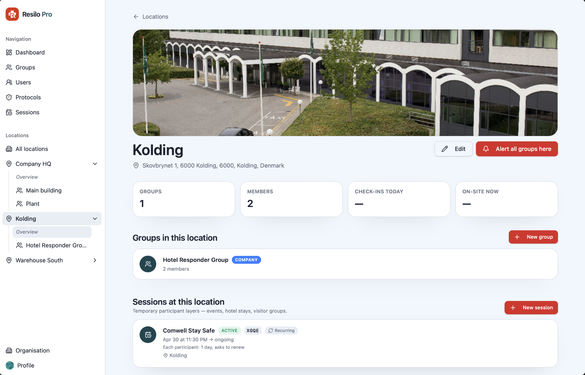 Resilo Pro dashboard